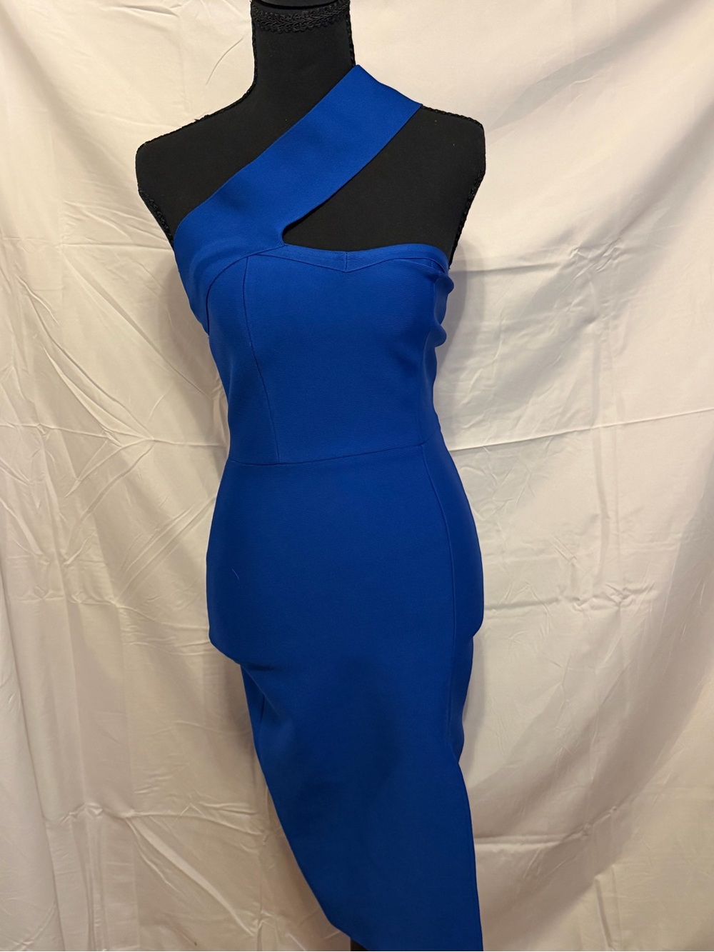 One-Shoulder Royal Blue Sheath Dress-A0004